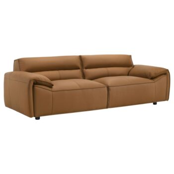 Buxton Top Grain Leather Upholstered Sofa Orange by Coaster Furniture