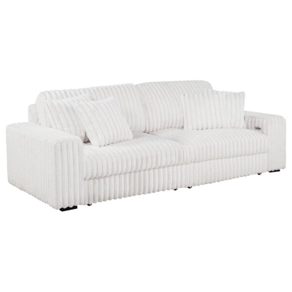 Jacana Corduroy Upholstered Dual Power Chaise Sofa Ivory by Coaster Furniture 8