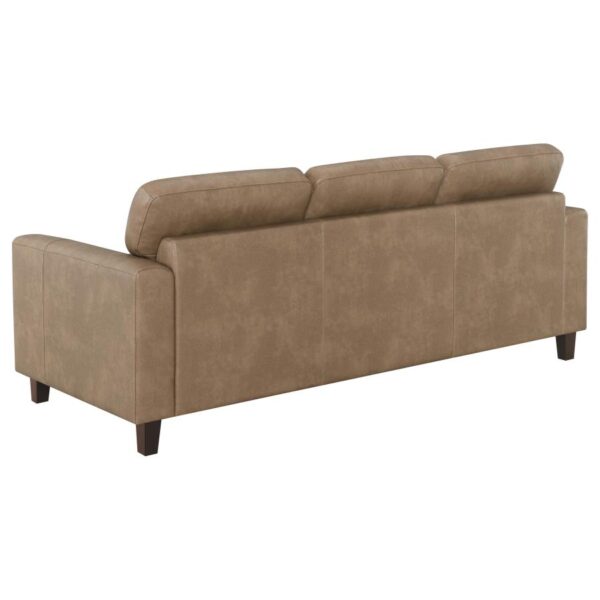 Scotland Faux Leather Upholstered Track Arm Loveseat Brown by Coaster Furniture 8