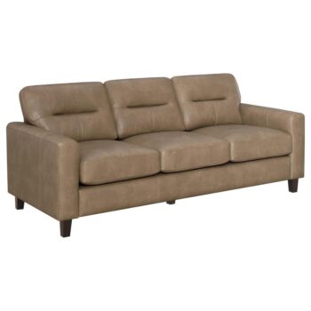 Scotland Faux Leather Upholstered Track Arm Loveseat Brown by Coaster Furniture