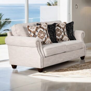 Earley Loveseat FM61009WH-LV  Transitional Style with Nailhead Elegance