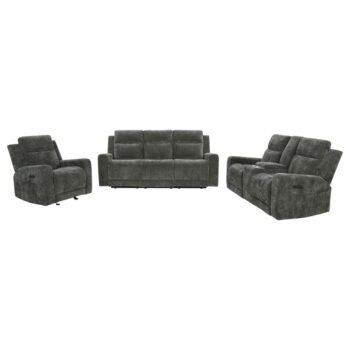 Kennett Chenille Power Reclining Sofa Dark Gray by Coaster Furniture