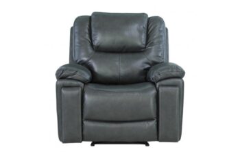 5108 Dark Gray Leather-Aire Manual Reclining Chair By Gu Furniture