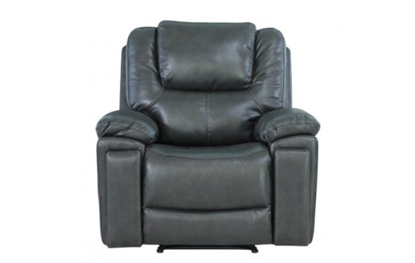 5108 Dark Gray Leather-Aire Manual Reclining Chair By Gu Furniture 4