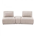 Stavanger Curved 2-Seater with Ottoman in Light Brown Boucle FM63001LB-D by Furniture of America 11