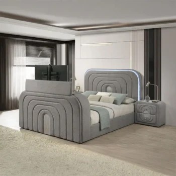 Shelyn Bed with LED, Fireplace, Bluetooth, and TV Stand By ACME