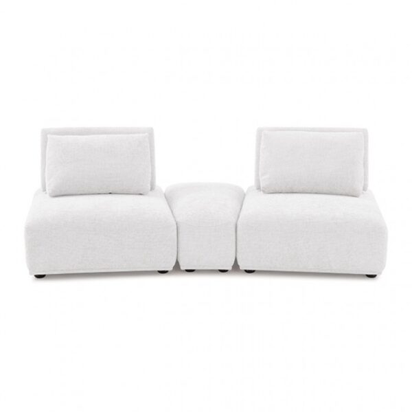 Stavanger Curved 2-Seater with Ottoman in White Boucle FM63001WH-D by Furniture of America 8