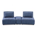 Stavanger Curved 2-Seater with Ottoman in Blue Chenille  FM63001BL-D by Furniture of America 11