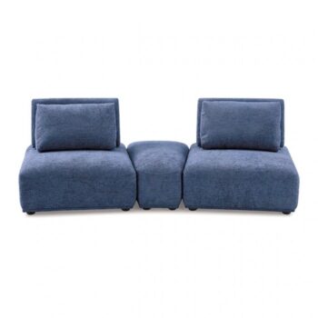Stavanger Curved 2-Seater with Ottoman in Blue Chenille  FM63001BL-D by Furniture of America