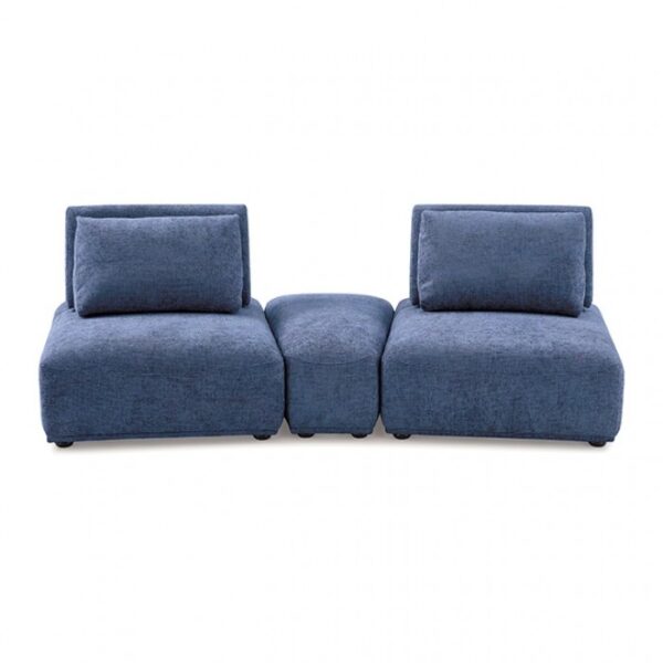 Stavanger Curved 2-Seater with Ottoman in Blue Chenille  FM63001BL-D by Furniture of America 7