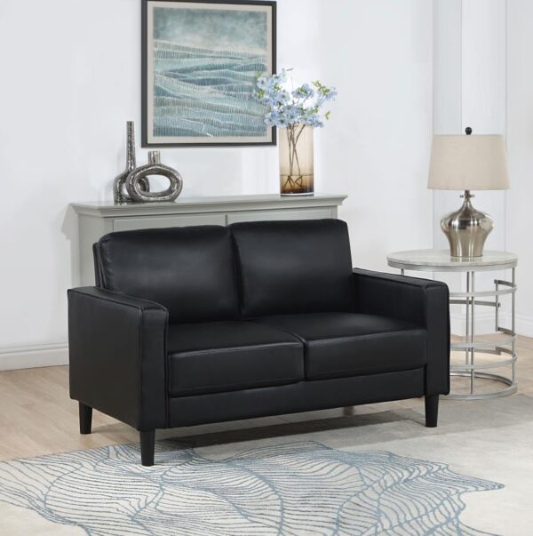 Ruth Modern Black Faux Leather Loveseat by Coaster Furniture 7
