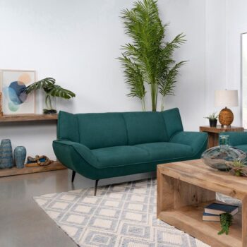 Acton Upholstered Flared Arm Loveseat Teal Blue by Coaster Furniture