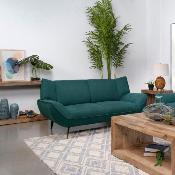 Acton Upholstered Flared Arm Loveseat Teal Blue by Coaster Furniture 7