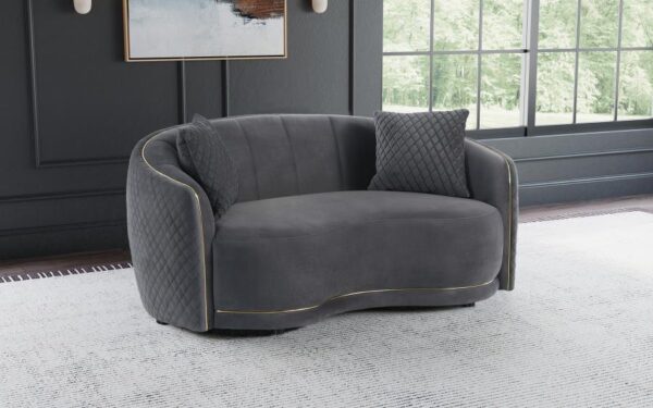 Brookside Velvet Upholstered Curved Loveseat Dark Gray by Coaster furniture 7