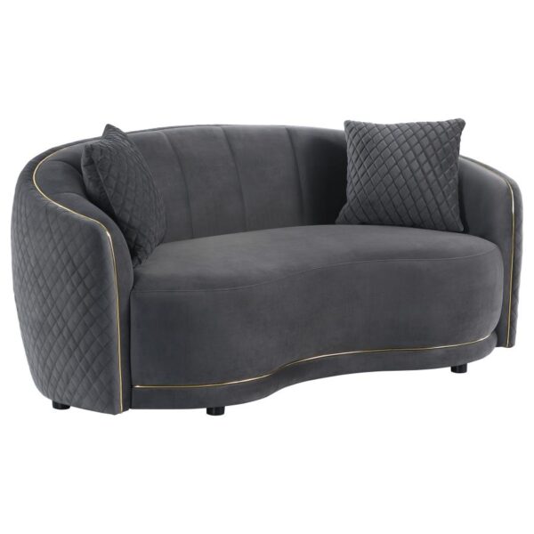 Brookside Velvet Upholstered Curved Loveseat Dark Gray by Coaster furniture 10