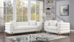 Landovery Loveseat in White Boucle with Gold Legs – CM6454WH-LV-PK by Furniture of America 17