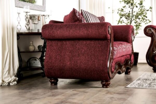 Sassari Loveseat in Burgundy Chenille – SM6447-LV by Furniture of America 22