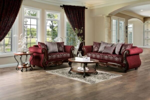 Sassari Loveseat in Burgundy Chenille – SM6447-LV by Furniture of America 14