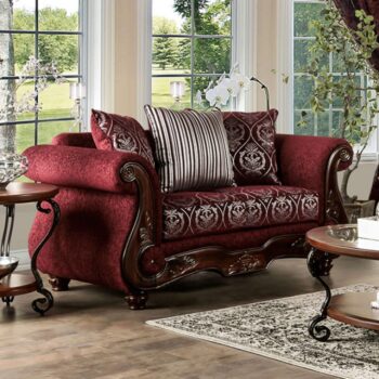 Sassari Loveseat in Burgundy Chenille – SM6447-LV by Furniture of America