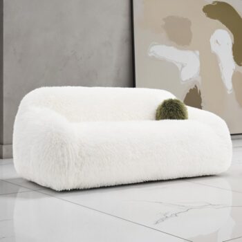 Darwen Sofa in White Faux Fur – FM64006WH-SF by Furniture of America
