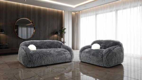 Darwen Sofa in Dark Gray Faux Fur – FM64006DG-SF by Furniture of America 8