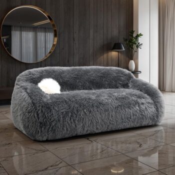 Darwen Sofa in Dark Gray Faux Fur – FM64006DG-SF by Furniture of America