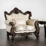Palencia Traditional Dark Cherry & Beige Upholstered Chair FM65005BG-CH by Furniture of America
