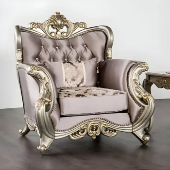 Albacete Traditional Purple Velvet Chair with Champagne Frame FM65006PR-CH by Furniture of America