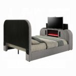Shelyn Bed with LED, Fireplace, Bluetooth, and TV Stand By ACME 10
