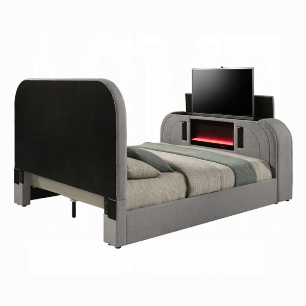 Shelyn Bed with LED, Fireplace, Bluetooth, and TV Stand By ACME 7