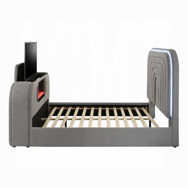 Shelyn Bed with LED, Fireplace, Bluetooth, and TV Stand By ACME 8