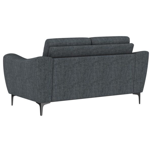Nolan Upholstered Sloped Track Arm Loveseat Charcoal by Coaster Furniture 8