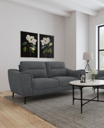 Nolan Upholstered Sloped Track Arm Loveseat Charcoal by Coaster Furniture