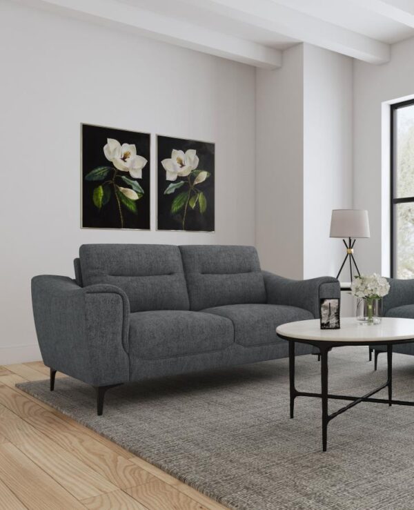 Nolan Upholstered Sloped Track Arm Loveseat Charcoal by Coaster Furniture 7