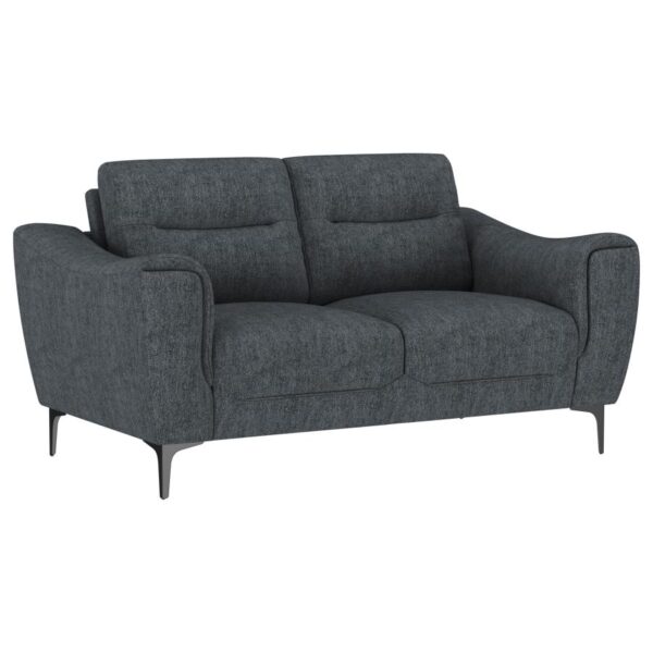 Nolan Upholstered Sloped Track Arm Loveseat Charcoal by Coaster Furniture 10