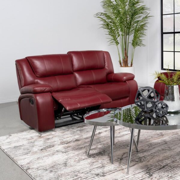 Camila Upholstered Motion Reclining Loveseat Red by Coaster Furniture 12