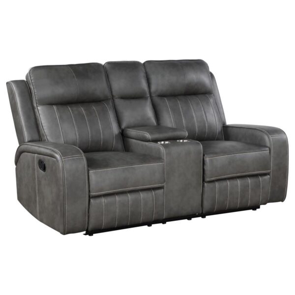 Raelynn Upholstered Track Arm Motion Loveseat Gray by Coaster Furniture 10