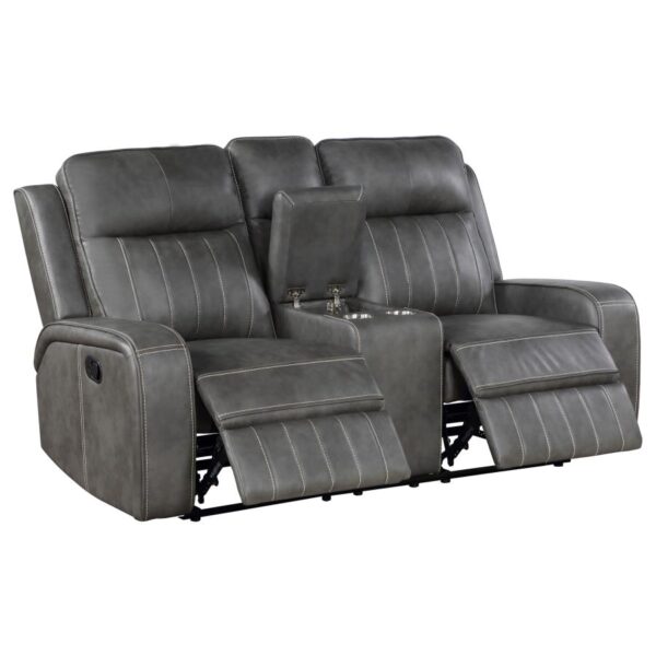 Raelynn Upholstered Track Arm Motion Loveseat Gray by Coaster Furniture 11