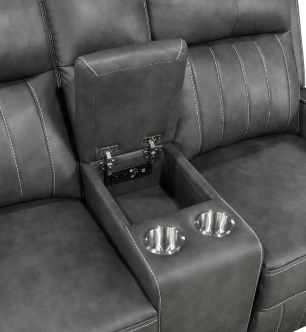 Raelynn Upholstered Track Arm Motion Loveseat Gray by Coaster Furniture 14