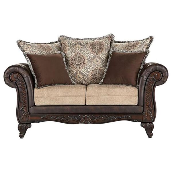 Elmbrook Upholstered Rolled Arm Loveseat Brown by Coaster Furniture 7
