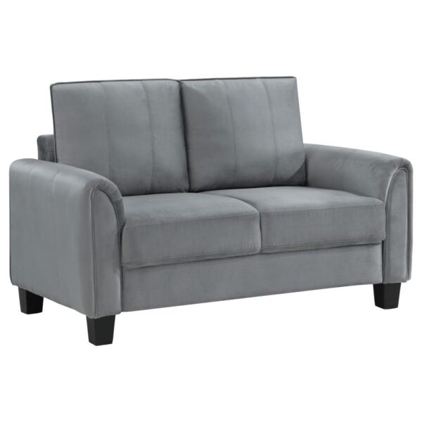 Davis Upholstered Rolled Arm Loveseat Gray by Coaster Furniture 8