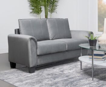 Davis Upholstered Rolled Arm Loveseat Gray by Coaster Furniture