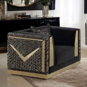 Doriphei Glam Black Velvet Chair with Gold Trim – FM67000BK-CH by Furniture of America