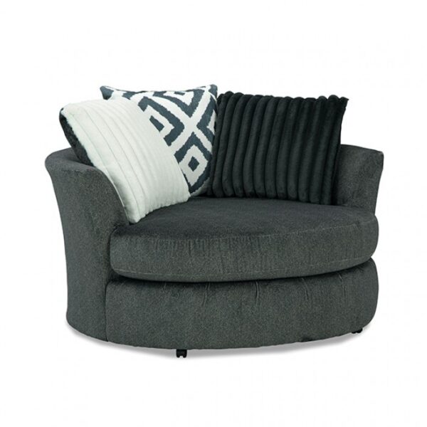 Loughlin Transitional Gun Metal Chenille Swivel Chair – SM5195-CH-SW  by Furniture of America 7