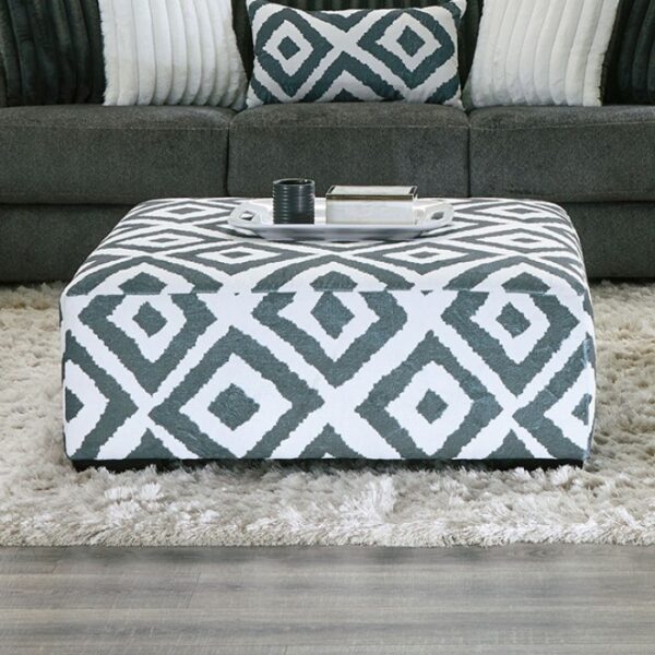 Loughton Transitional Gun Metal & Ivory Chenille Ottoman – SM5195-OT by Furniture of America 6
