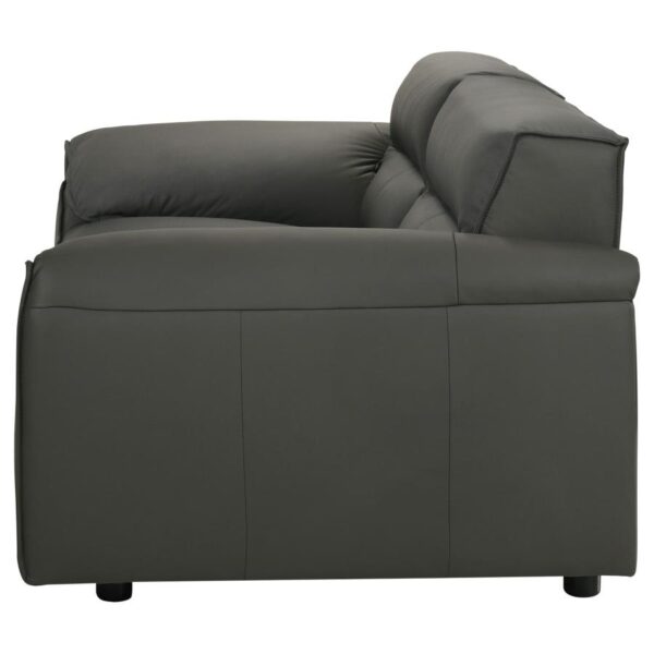 Buxton Top Grain Leather Upholstered Loveseat Graphite by Coaster Furniture 9