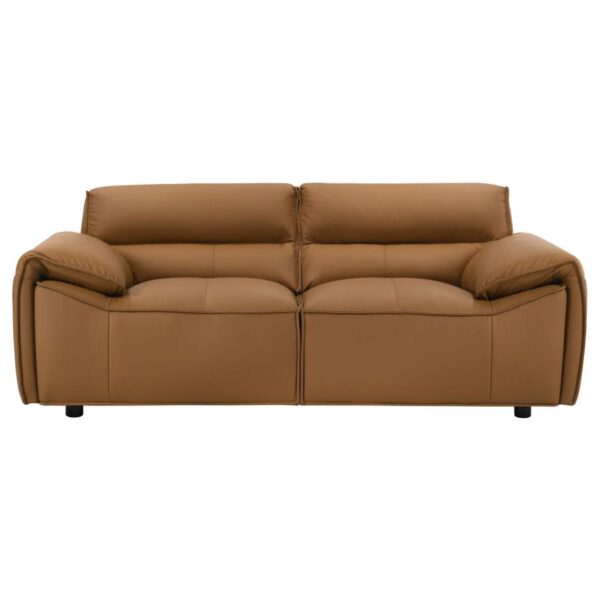 Buxton Modern Orange Leather Loveseat by Coaster Furniture 9
