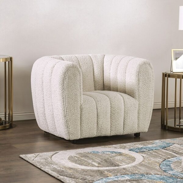 Aversa Contemporary Off-White Boucle Chair – FM61002WH-CH  by Furniture of America 8