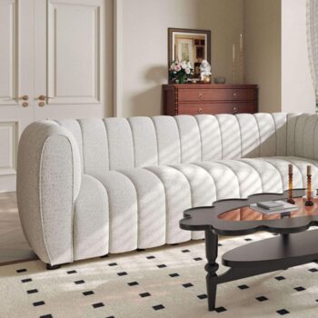Aversa Contemporary Off-White Boucle Sofa – FM61002WH-SF by Furniture of America