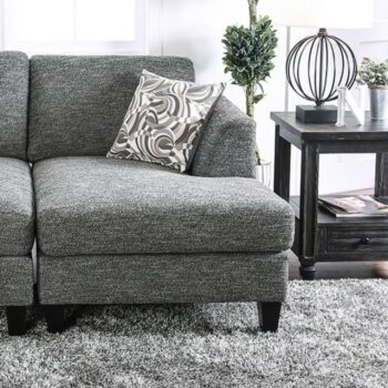 Lowry Transitional Gray Chenille Right Chaise – CM6363-RCE by Furniture of America